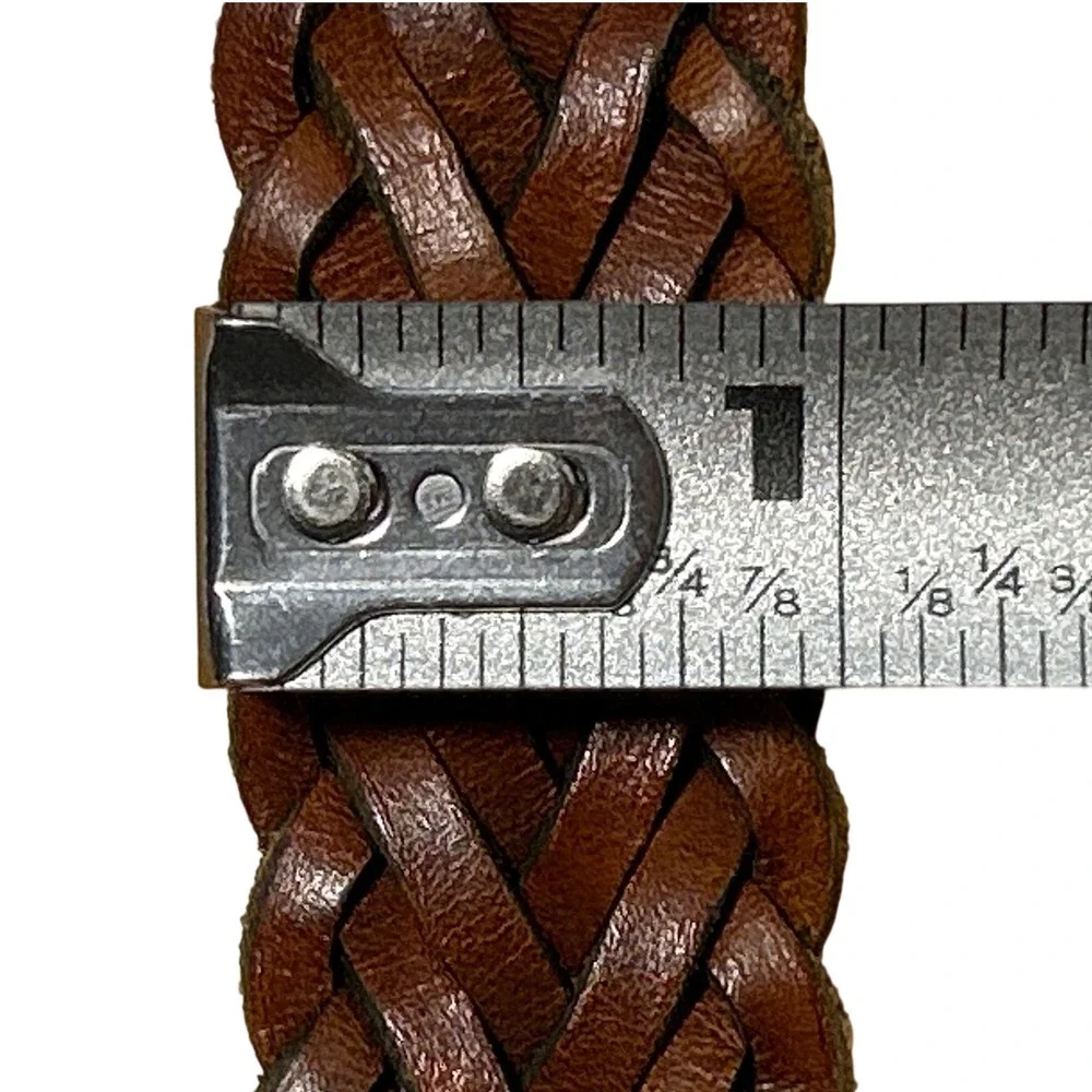 Vintage Brown‎ Braided Woven Leather Belt Size 38 Boho Equestrian